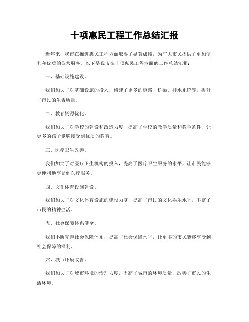 十项惠民工程工作总结汇报