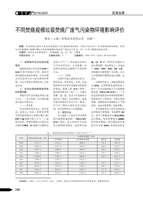 不同焚烧规模垃圾焚烧厂废气污染物环境影响评价