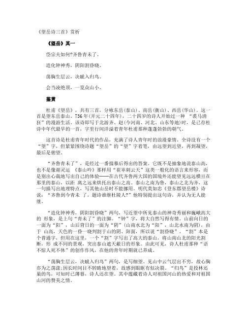 《望岳诗》赏析