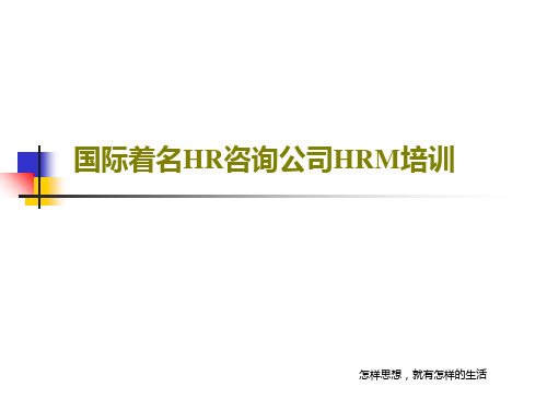 国际着名HR咨询公司HRM培训共134页