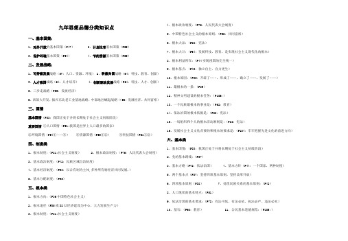 2018年中考思想品德分类知识点归类(九年级部分)