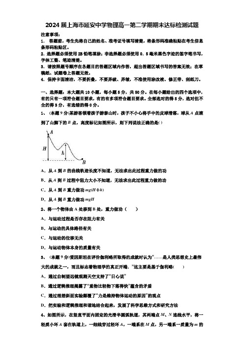 2024届上海市延安中学物理高一第二学期期末达标检测试题含解析