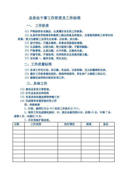 总务处干事职责