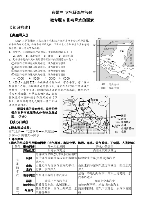 高考地理二轮专题复习导学案影响降水的因素