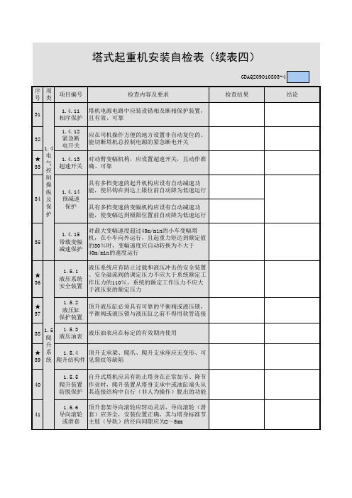 塔式起重机安装自检表5