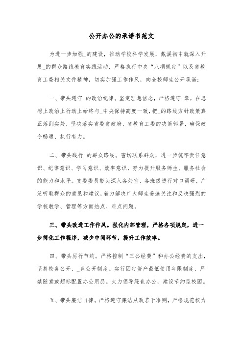 公开办公的承诺书范文（2篇）