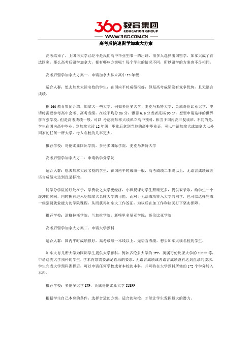 高考后快速留学加拿大方案