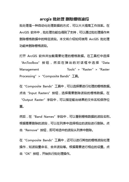 arcgis 批处理 删除栅格波段