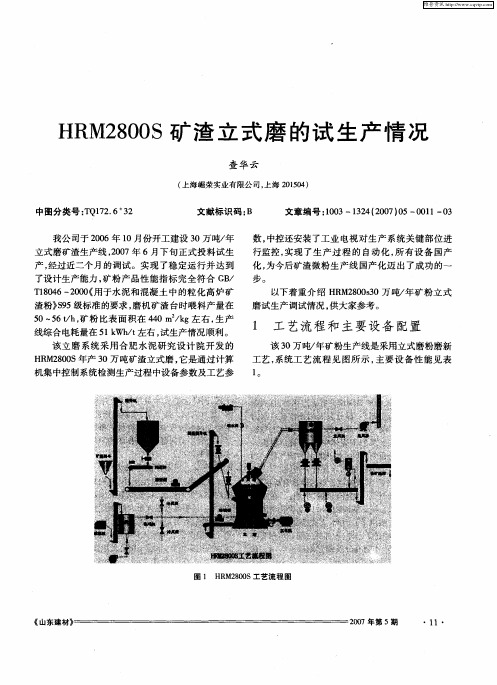 HRM2800S矿渣立式磨的试生产情况