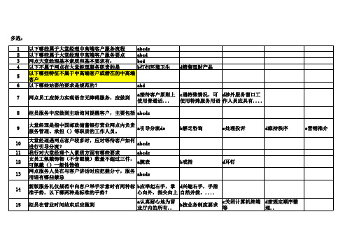 营业网点服务规范第一阶段考试参考答案 (1)