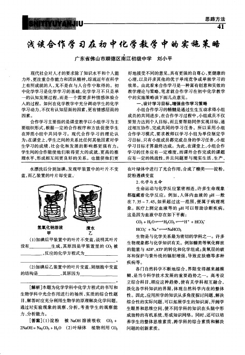 浅谈合作学习在初中化学教学中的实施策略