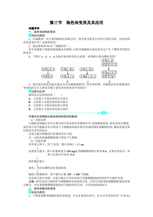 苏教版必修2 染色体变异及其应用 学案 (1)