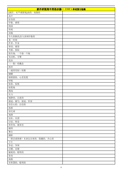 新外研版高中英语必修一Unit1单词预习检测(含答案)