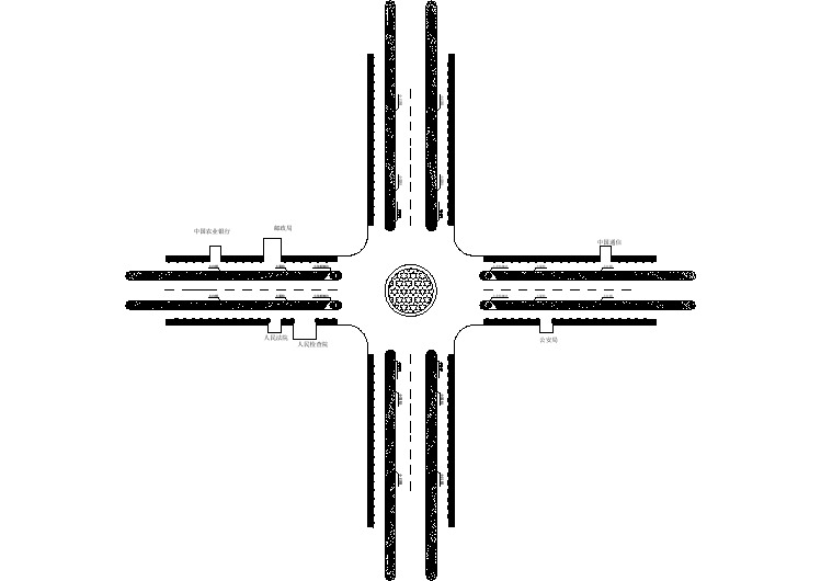 城市道路十字路口绿化平面设计cad图