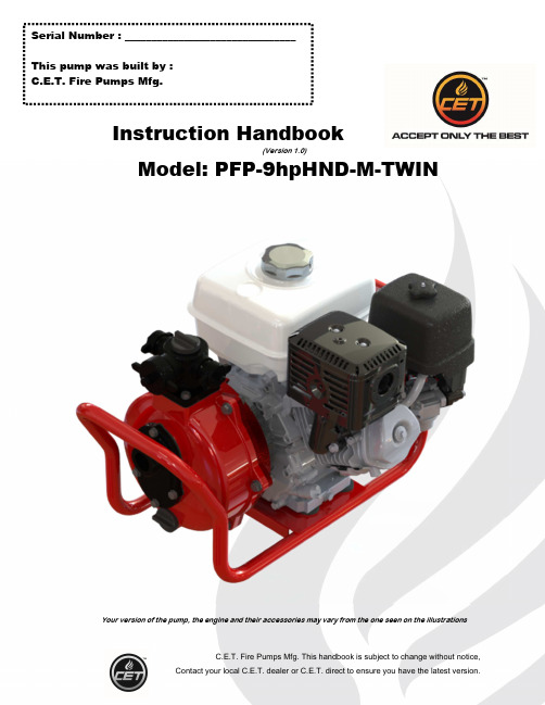 C.E.T. Fire Pumps Mfg. PFP-9hpHND-M-TWIN 双引擎火车泵说明书