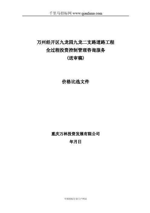 道路工程全过程投资控制管理咨询服务竞争性比选招投标书范本