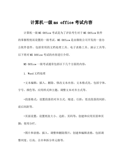 计算机一级ms office考试内容