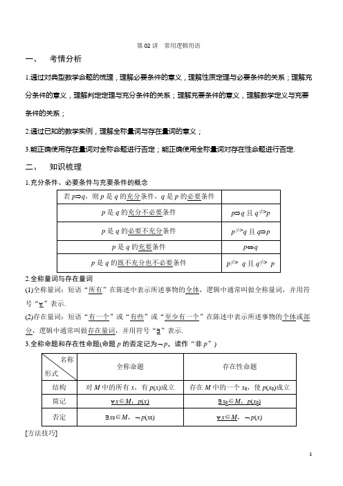 第02讲-常用逻辑用语(解析版)