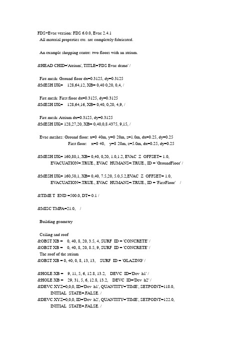 FDS+EVAC火灾及人员疏散源代码