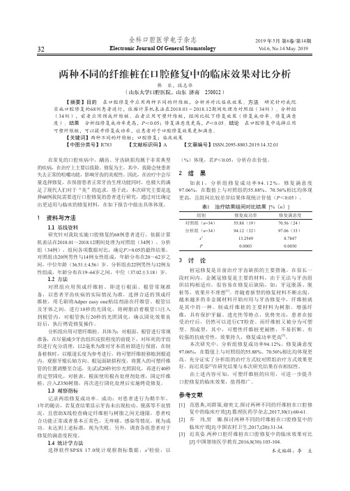 两种不同的纤维桩在口腔修复中的临床效果对比分析