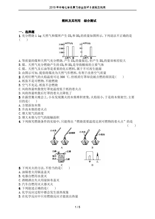 2019年中考化学总复习综合测试8燃料及利用