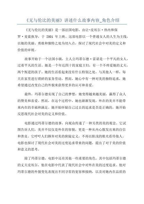 《无与伦比的美丽》讲述什么故事内容_角色介绍