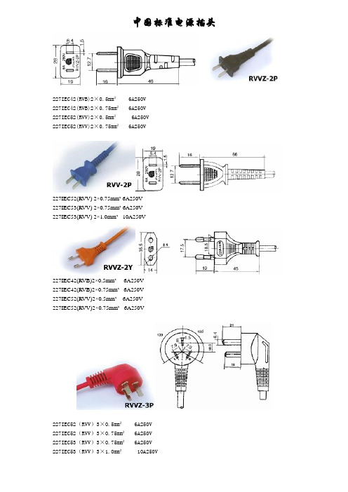 各国电源插头图纸及线材