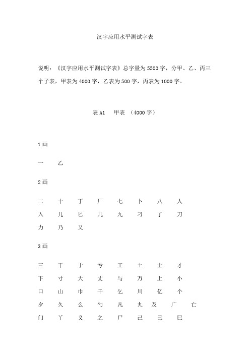 常用汉字表