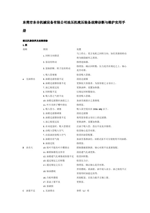 油压机液压装备的故障诊断与维护实用手册