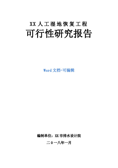 人工湿地恢复工程可行性研究报告