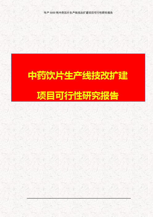 年产5000吨中药饮片生产线技改扩建项目可行性研究报告