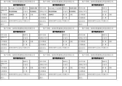 物料标识卡模版