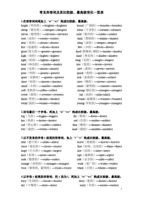 M2-比较级、最高级变化一览表