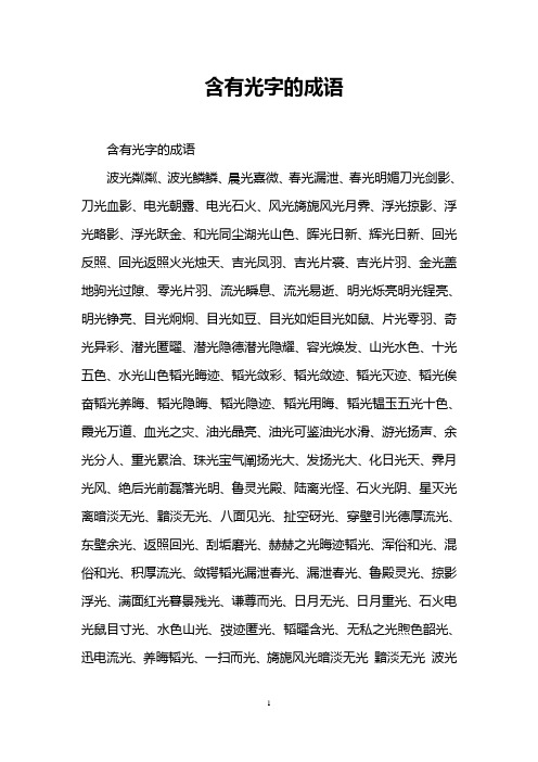 含有光字的成语