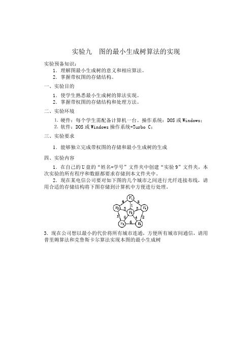 徐州工程学院数据结构最小生成树实验文档