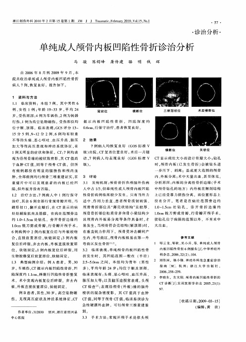 单纯成人颅骨内板凹陷性骨折诊治分析