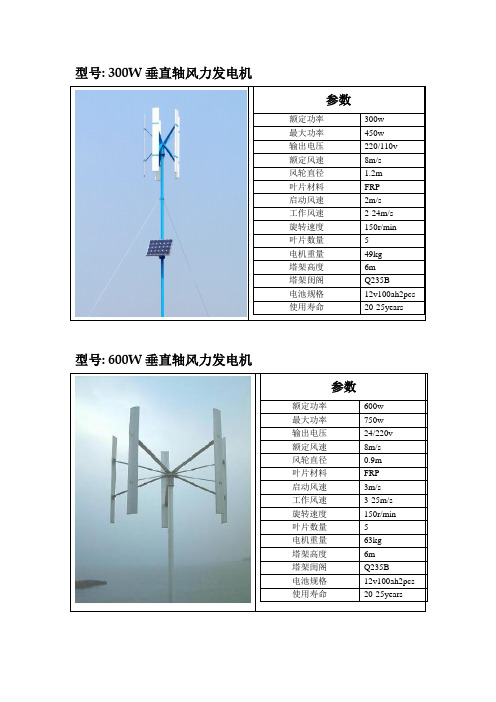 风力发电机参数