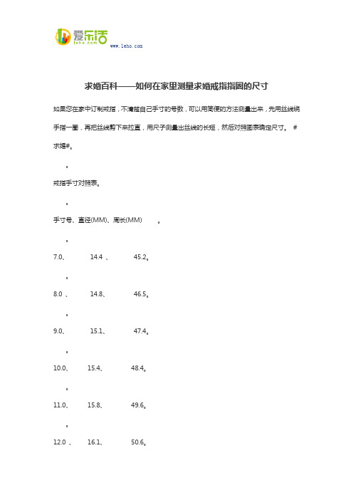 求婚百科——如何在家里测量求婚戒指指圈的尺寸