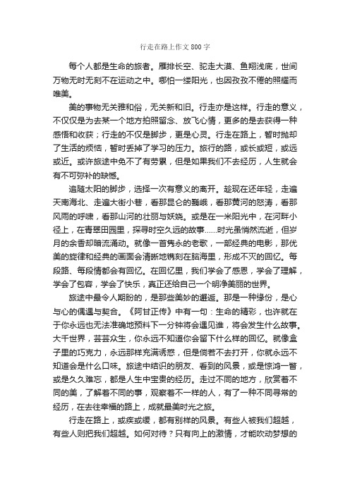 行走在路上作文800字_高二写景作文_