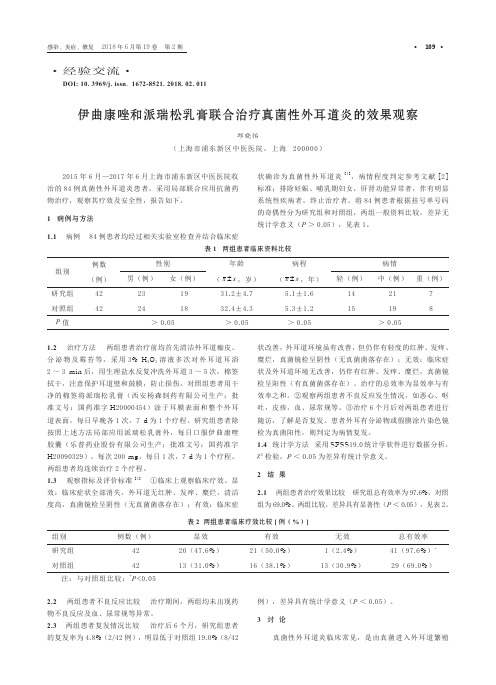 伊曲康唑和派瑞松乳膏联合治疗真菌性外耳道炎的效果观察