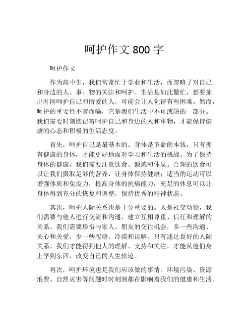 呵护作文800字