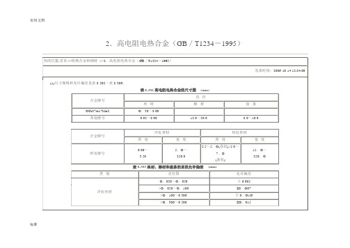 高电阻电热合金(GB／T1234-1995)