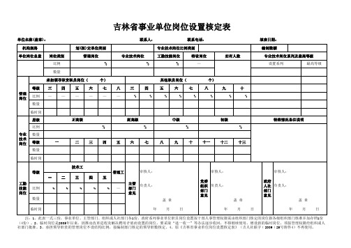 吉林省 事业单位岗位设置核定表xls