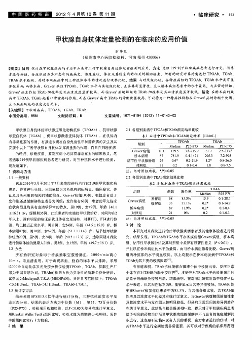 甲状腺自身抗体定量检测的在临床的应用价值