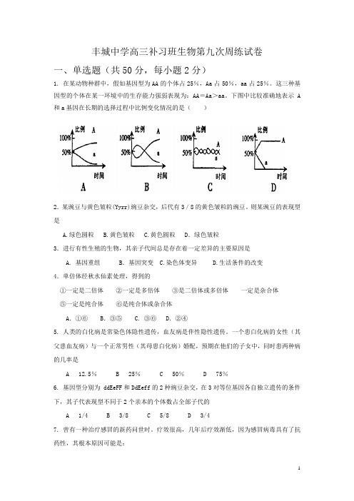 丰城中学高三补习班生物第九次周练试1