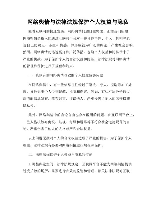 网络舆情与法律法规保护个人权益与隐私