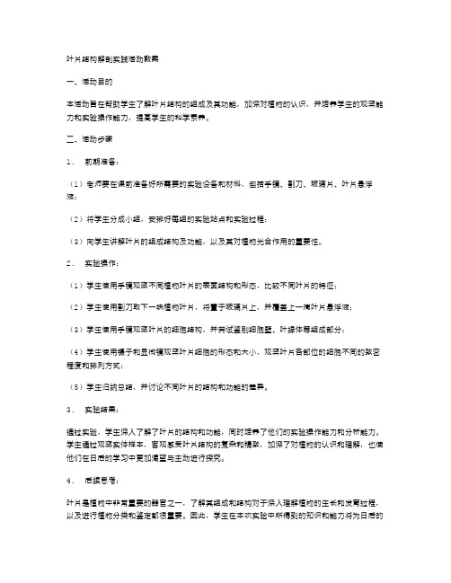 叶片结构解剖实践活动教案