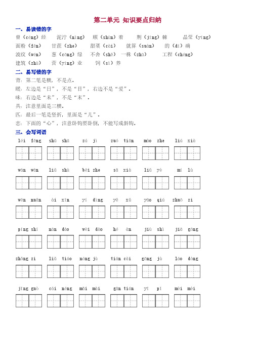 语文二年级下 第二单元 知识要点归纳