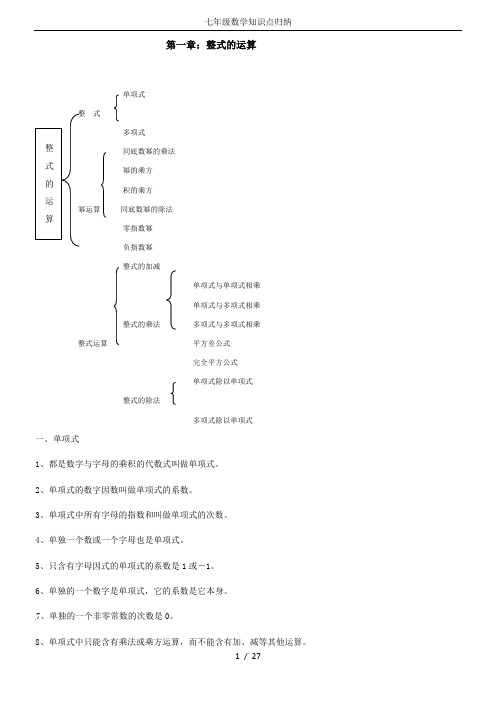 七年级数学知识点归纳