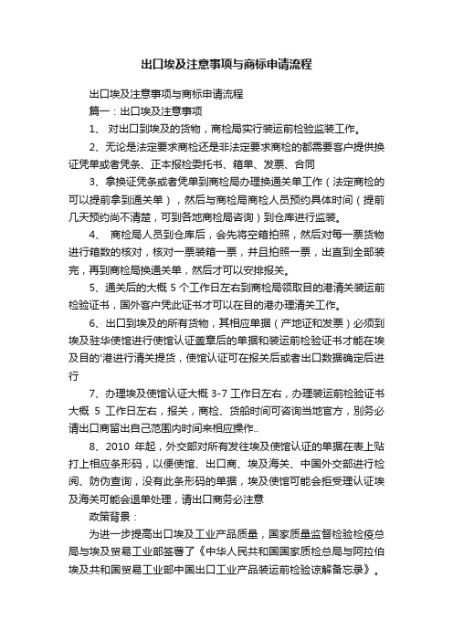 出口埃及注意事项与商标申请流程